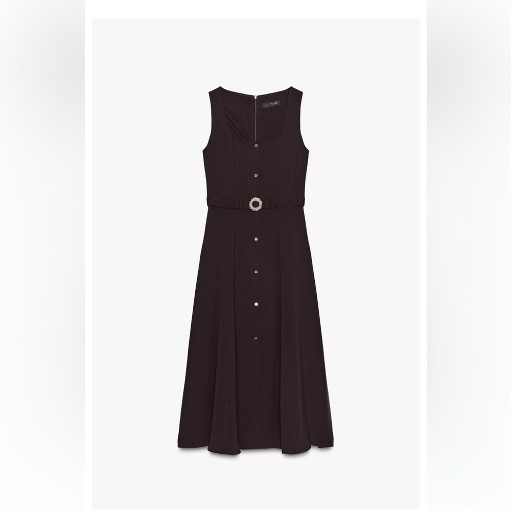 Zara Dark Brown Button-Down Midi Dress - Picture 4 of 7